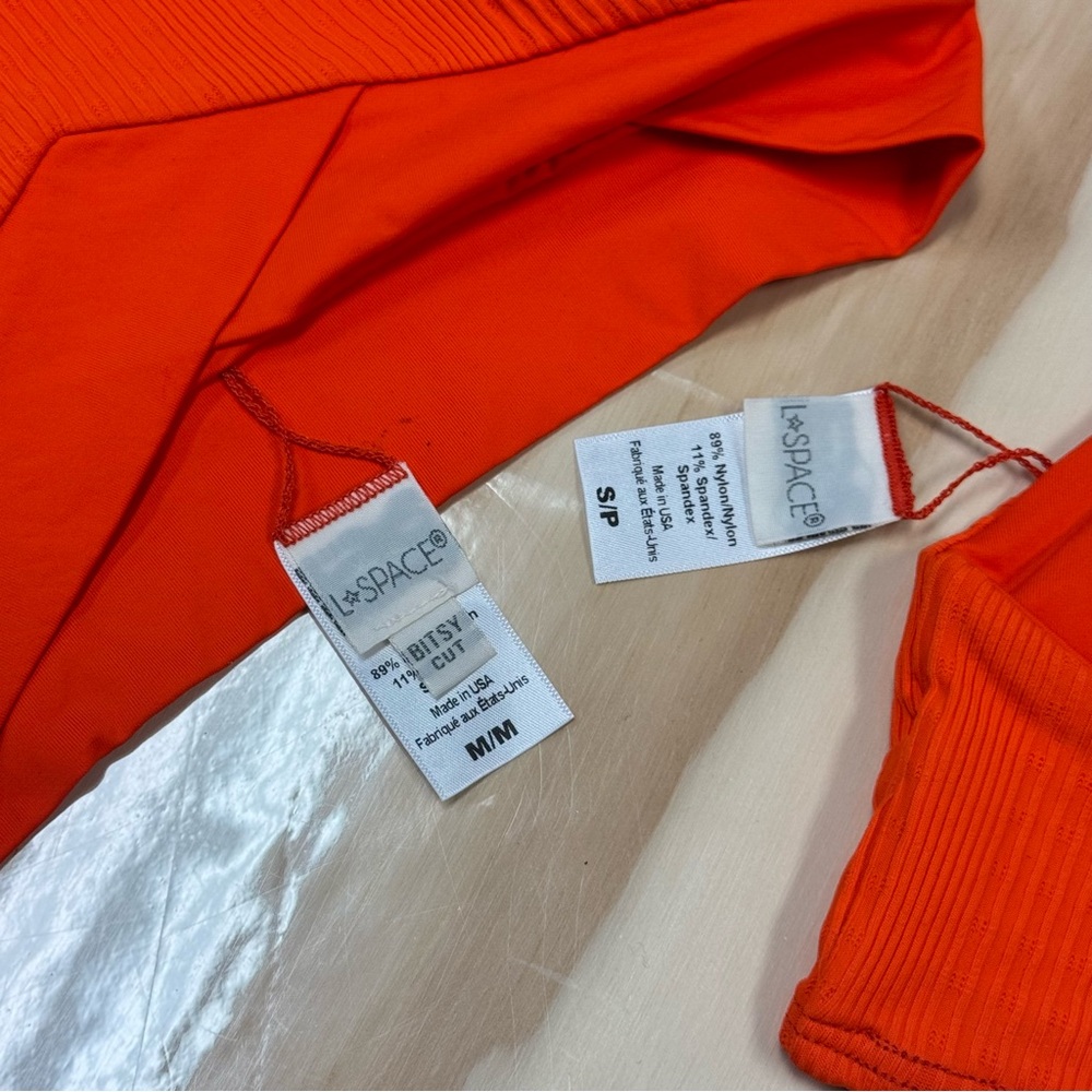 L*Space Vibrant Orange Ribbed 2 Piece Swimsuit - Picture 6 of 9
